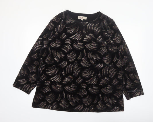 EWM Women's Black Velvet Glitter Tunic Blouse Size L