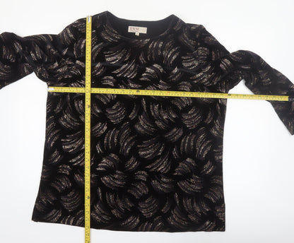 EWM Women's Black Velvet Glitter Tunic Blouse Size L
