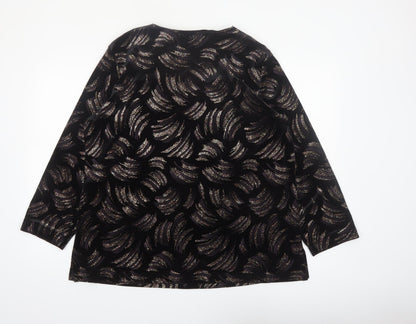 EWM Women's Black Velvet Glitter Tunic Blouse Size L