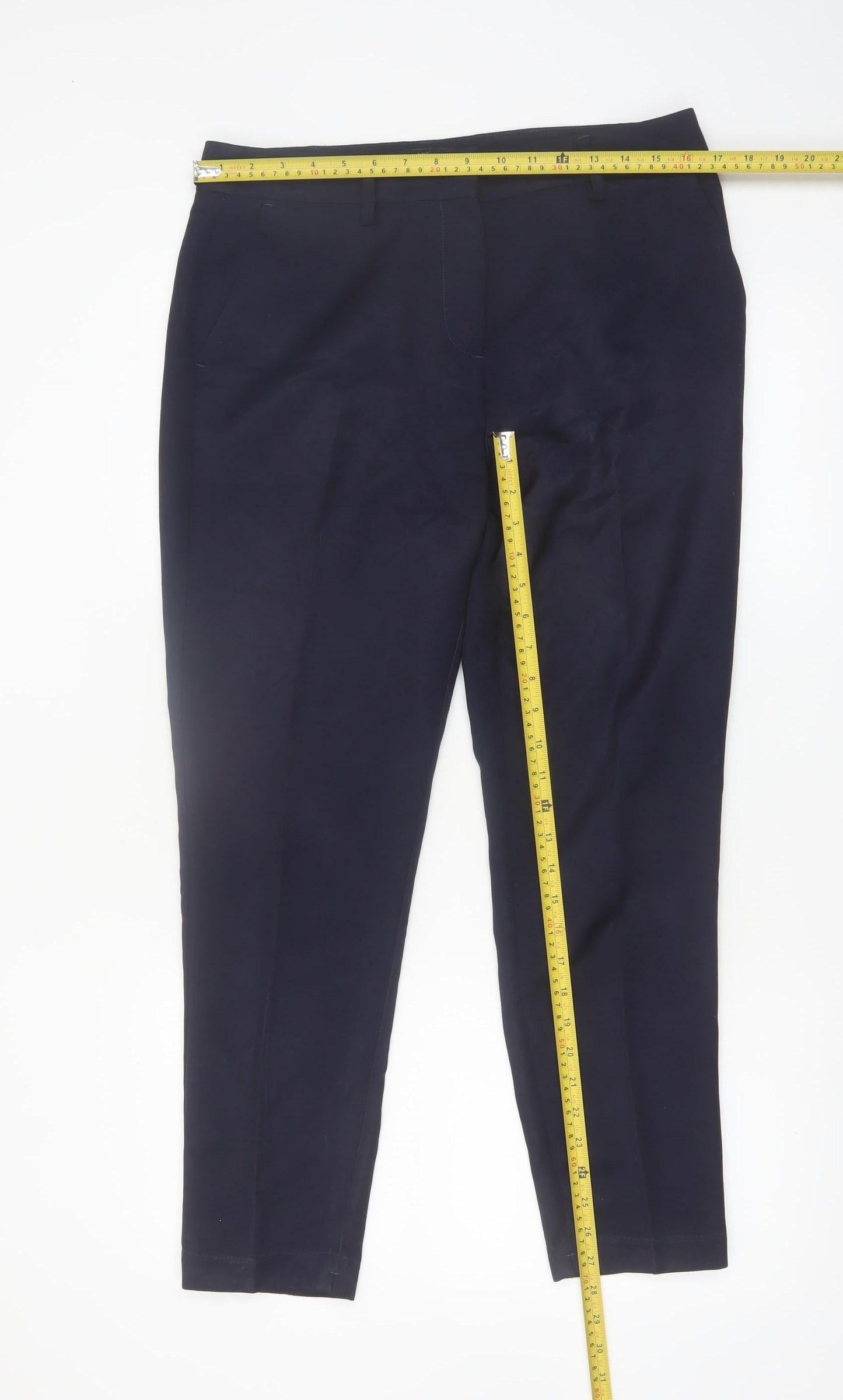 Next Womens Black Straight Leg Trousers Size 12 Regular