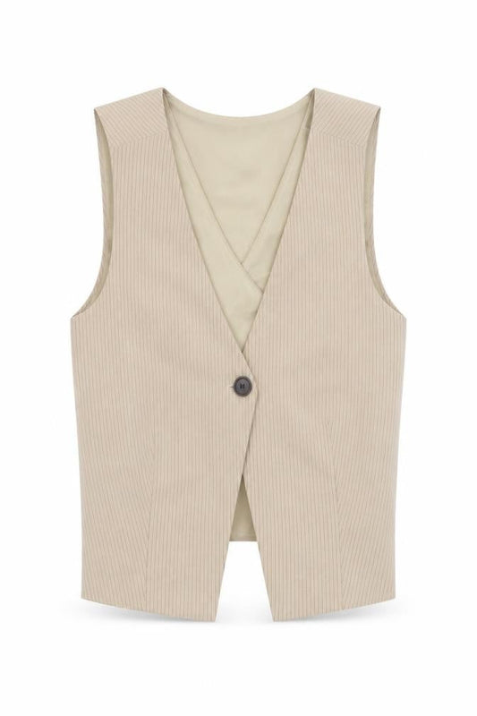 Pull&Bear Women’s Beige Cropped Sleeveless V-Neck Waistcoat M