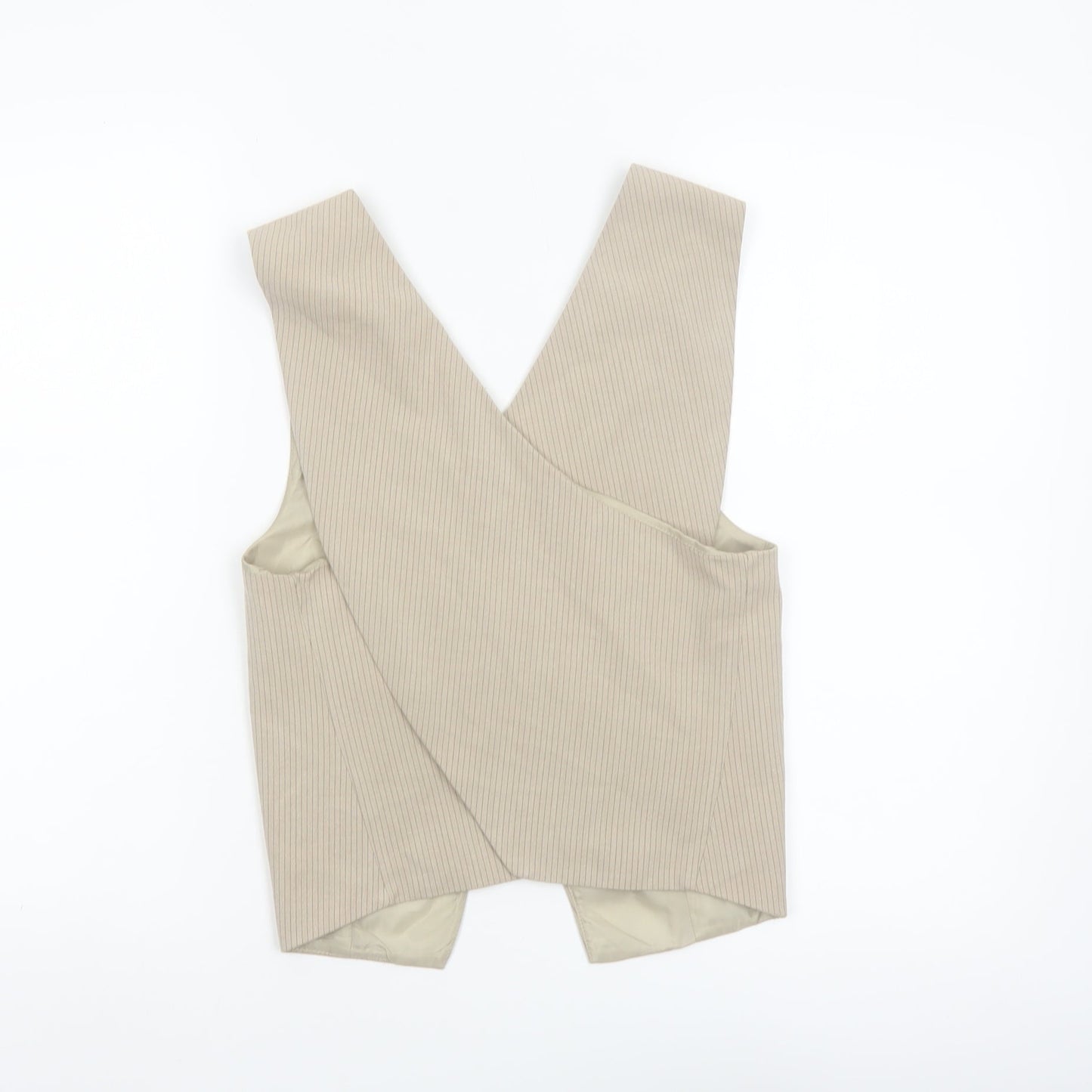 Pull&Bear Women’s Beige Cropped Sleeveless V-Neck Waistcoat M