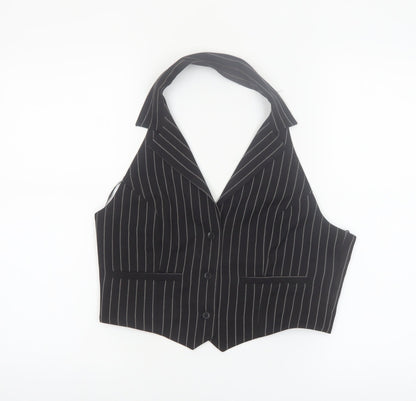 Urban Outfitters Women’s Black Pinstripe Halter Cropped Blouse L