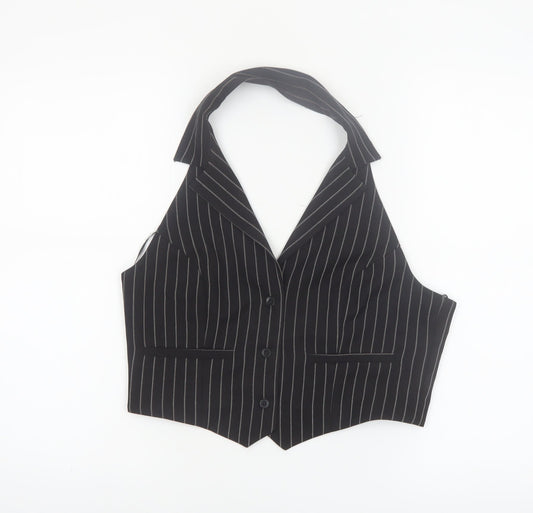 Urban Outfitters Women’s Black Pinstripe Halter Cropped Blouse L