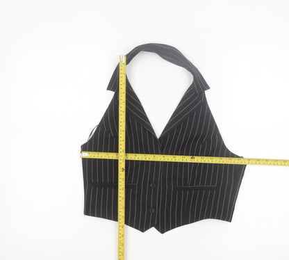 Urban Outfitters Women’s Black Pinstripe Halter Cropped Blouse L