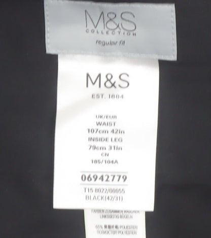 Marks and Spencer Men's Black Regular Fit Dress Trousers 42W 31L