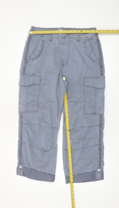 Marks and Spencer Womens Grey Cargo Trousers Size 12 Regular Lightweight