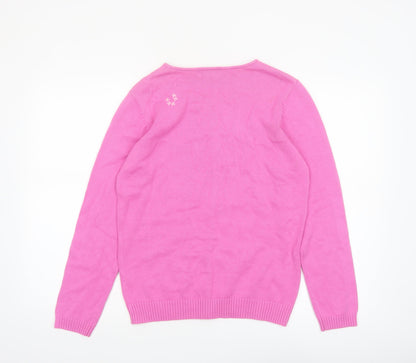 Tulchan Women Pink Embroidered Cotton Button Jacket M
