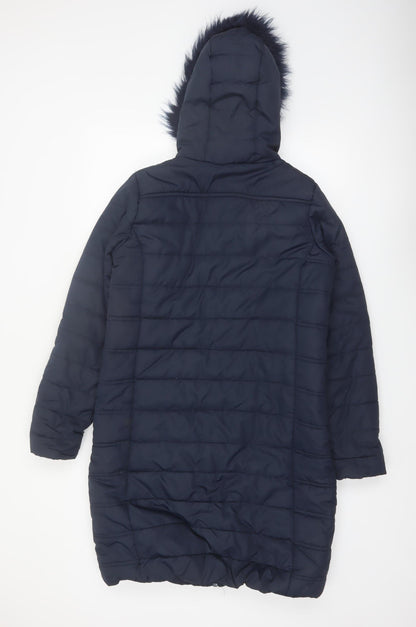 Regatta Women's Blue Long Puffer Coat Size 12 Hooded Winter Jacket