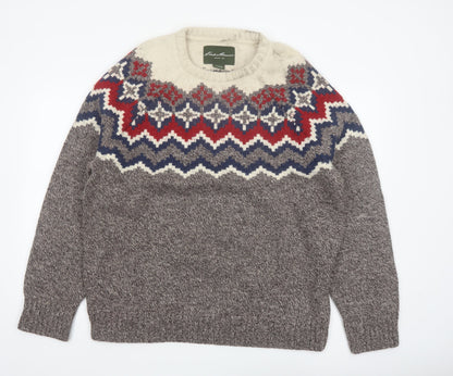 Eddie Bauer Men's Multicoloured Fair Isle Wool Blend Crew Neck Jumper XL