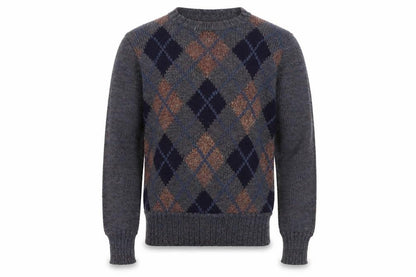 Tricots St. Raphael Mens Grey Argyle Wool Jumper Small