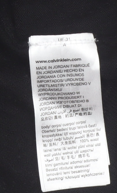 Calvin Klein Men’s Black Merino Wool Crew Neck Jumper Size L