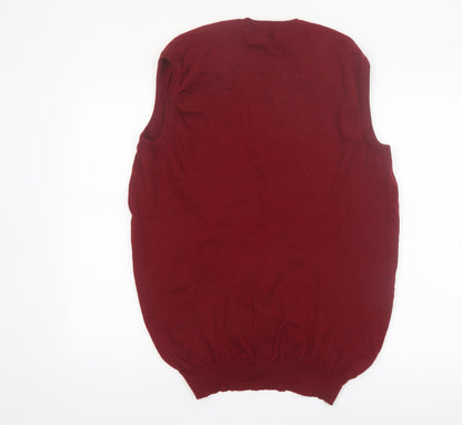 Companion Mens Red Wool V-Neck Sleeveless Vest Jumper L