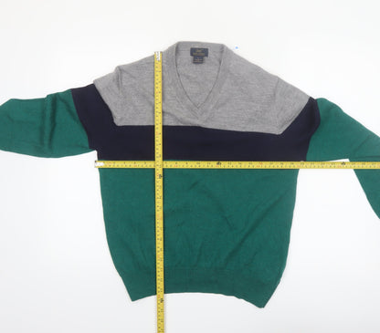Brooks Brothers Men's Green Wool V-Neck Pullover Jumper Size L