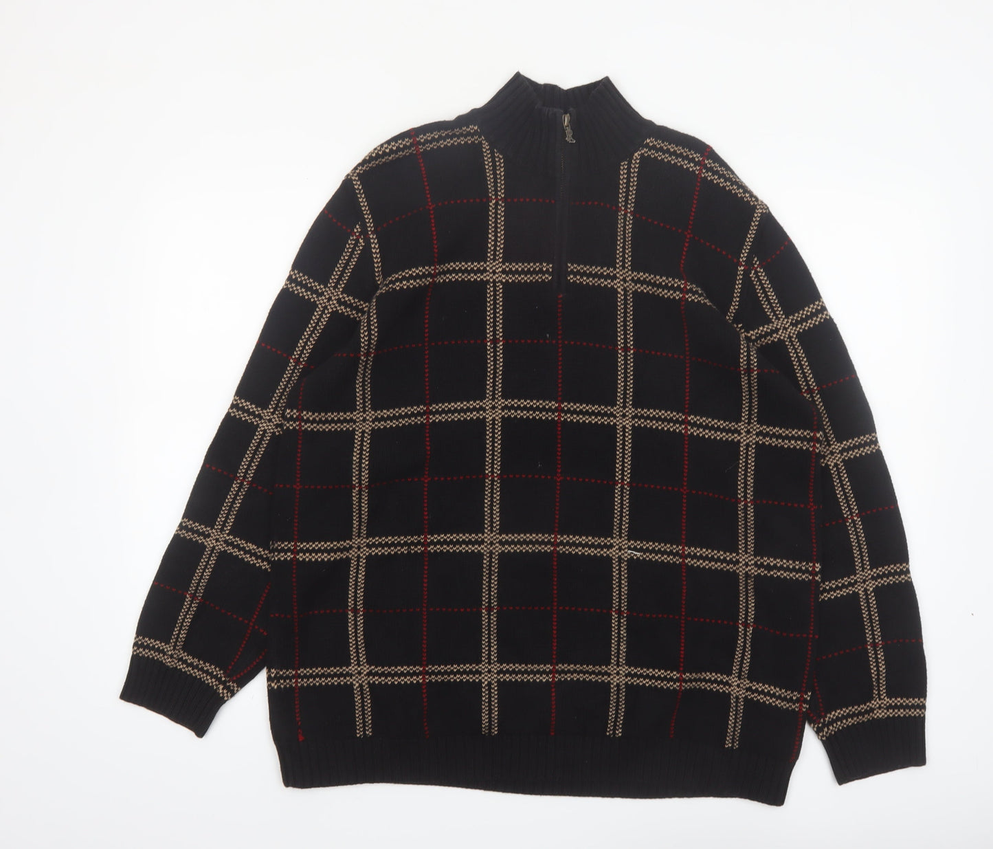 Ralph Lauren Men's Black Check Cotton 1/4 Zip Jumper XL