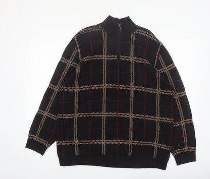 Ralph Lauren Men's Black Check Cotton 1/4 Zip Jumper XL