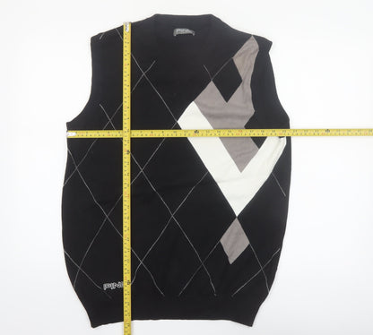 PING Mens Black Argyle Cotton Golf Vest M Sleeveless Classic Knit