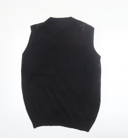PING Mens Black Argyle Cotton Golf Vest M Sleeveless Classic Knit