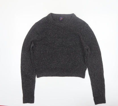 Beyond Retro Women's Grey Wool Blend Crew Neck Pullover Jumper Size S