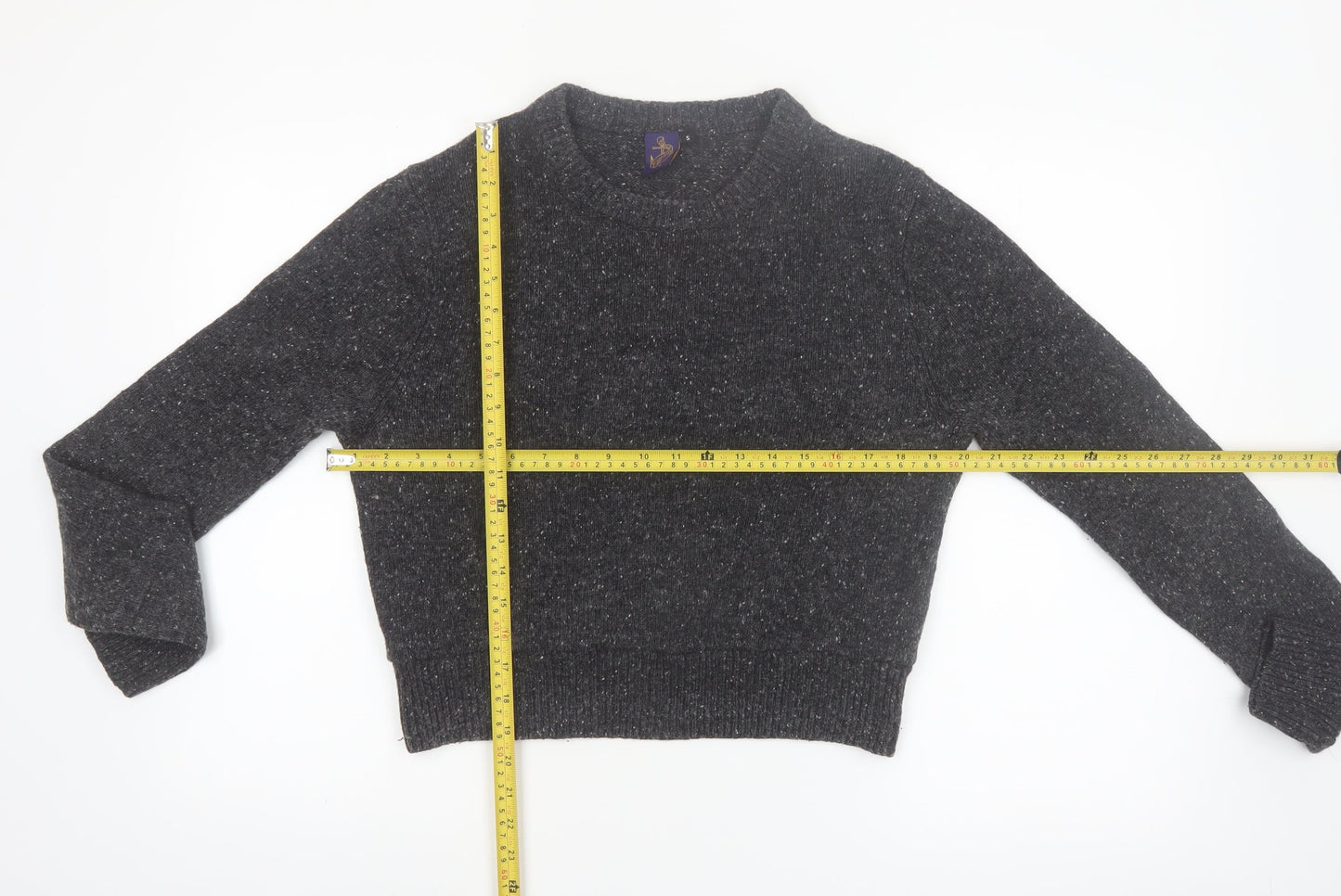 Beyond Retro Women's Grey Wool Blend Crew Neck Pullover Jumper Size S