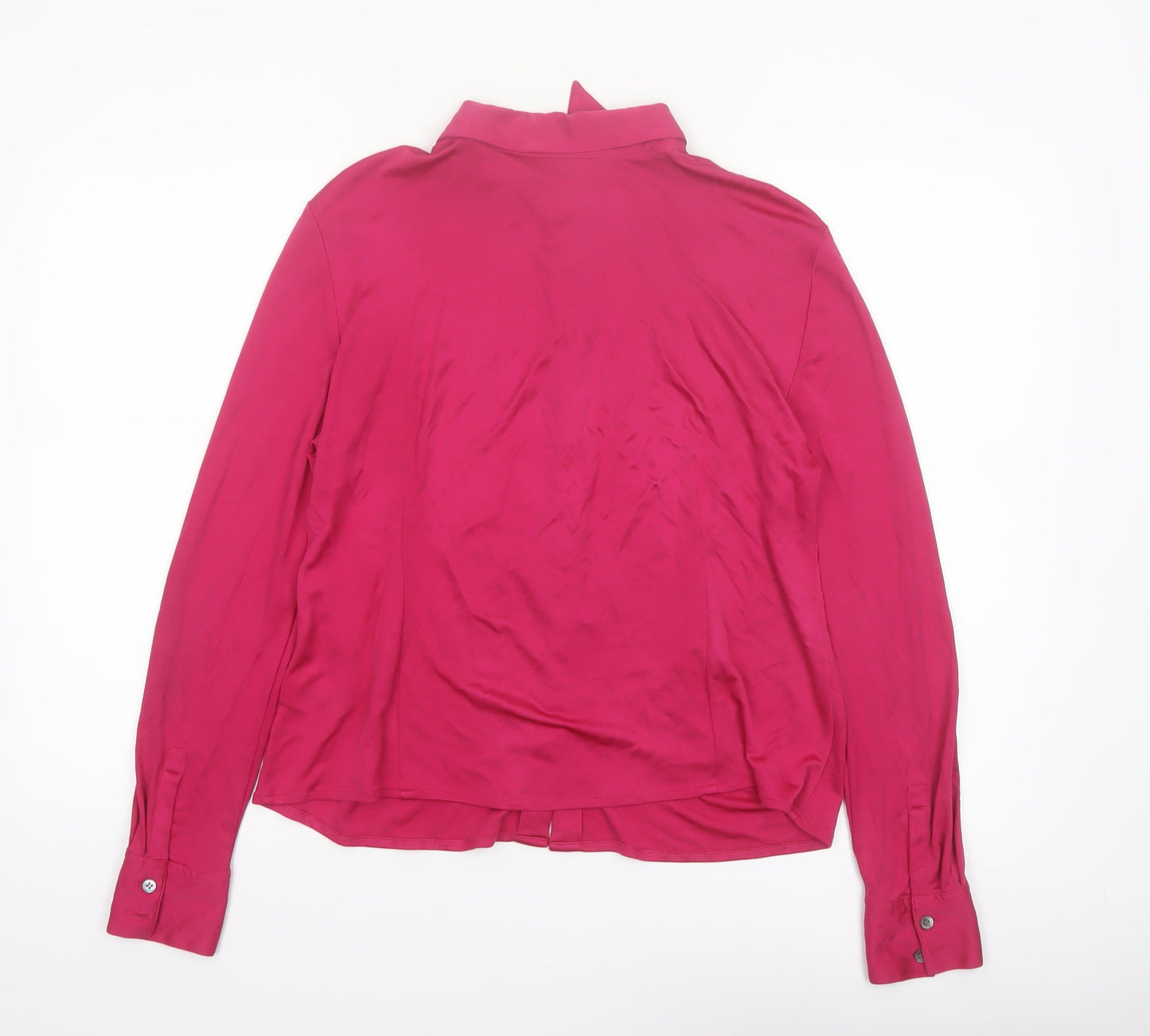 Jaeger Women's Pink Silk Button-Up Blouse Size M Long Sleeve Classic Fit