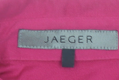 Jaeger Women's Pink Silk Button-Up Blouse Size M Long Sleeve Classic Fit