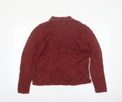 Croft & Barrow Women Red Patchwork Floral Embroidered Knit Jumper Size M