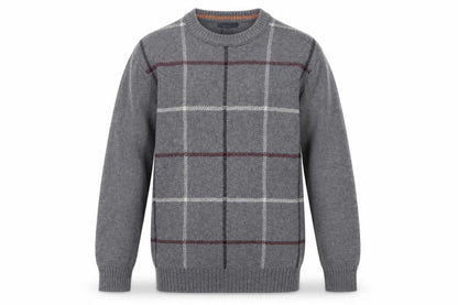 Dockers Men's Grey Check Cotton Crew Neck Pullover Jumper Medium