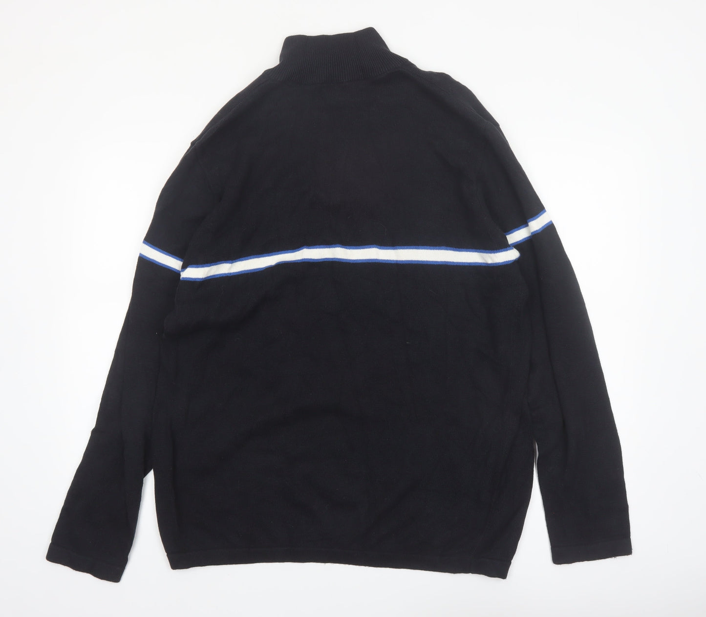 Nautica Mens Black XL 1/4 Zip Cotton Knit Jumper
