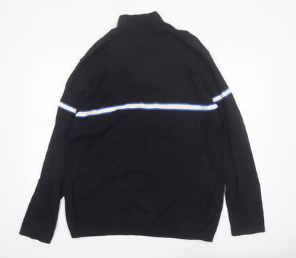 Nautica Mens Black XL 1/4 Zip Cotton Knit Jumper