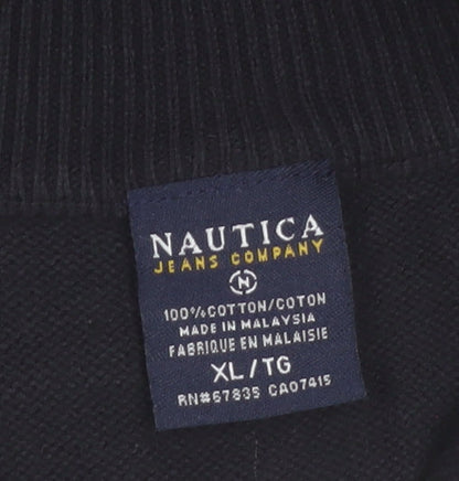 Nautica Mens Black XL 1/4 Zip Cotton Knit Jumper