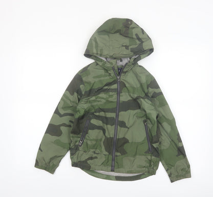 GAP Kids Boys Green Camouflage Hooded Windbreaker Jacket 6-7 Years