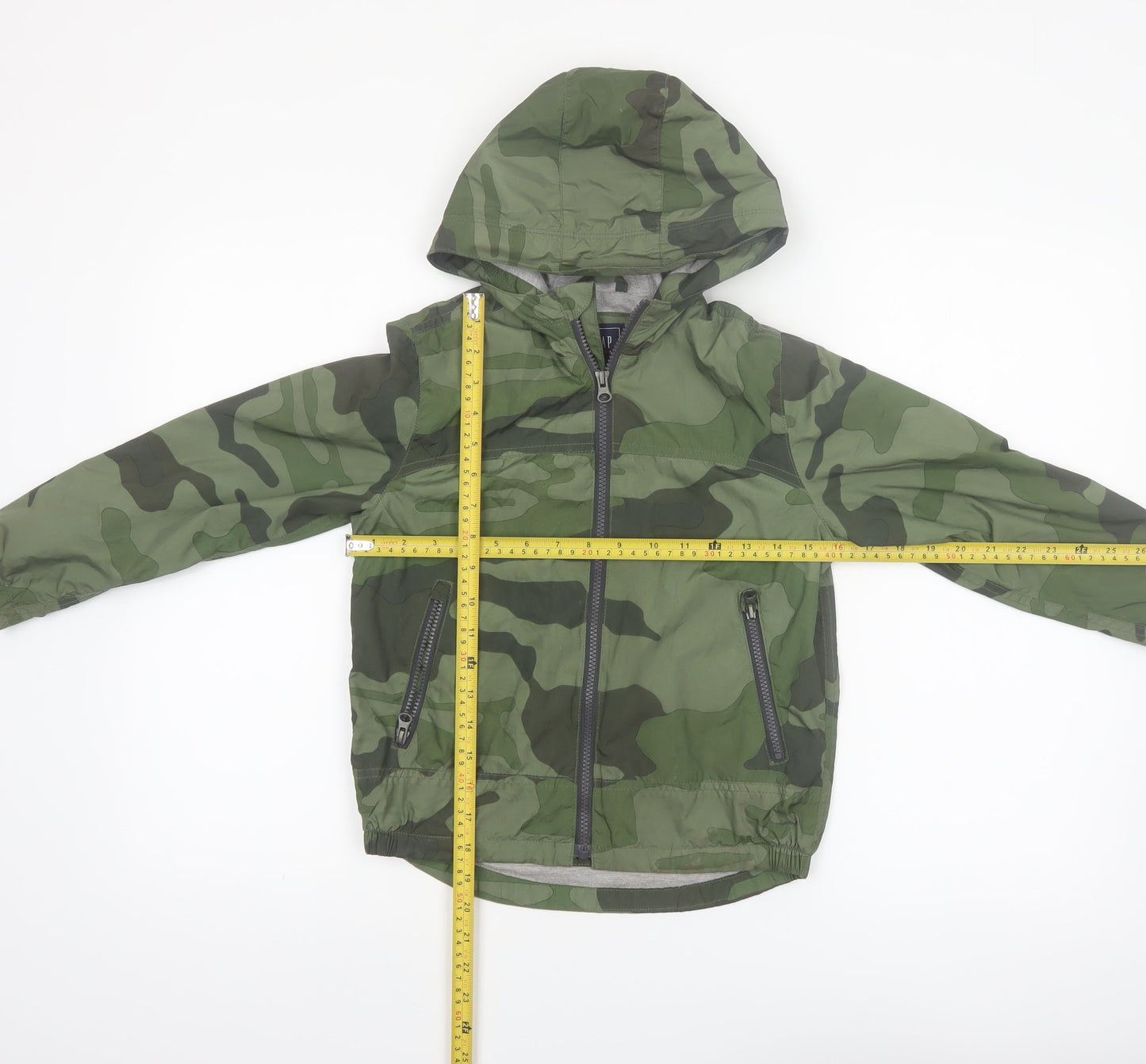 GAP Kids Boys Green Camouflage Hooded Windbreaker Jacket 6-7 Years