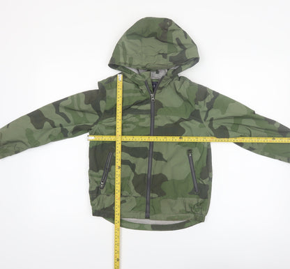 GAP Kids Boys Green Camouflage Hooded Windbreaker Jacket 6-7 Years