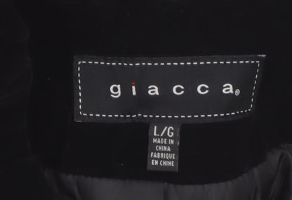 Giacca Women's Black Velvet Short Belted Pea Coat Jacket L