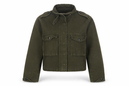 Honey Punch Women’s Green Military Jacket Cotton Cropped S