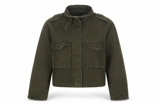 Honey Punch Women’s Green Military Jacket Cotton Cropped S
