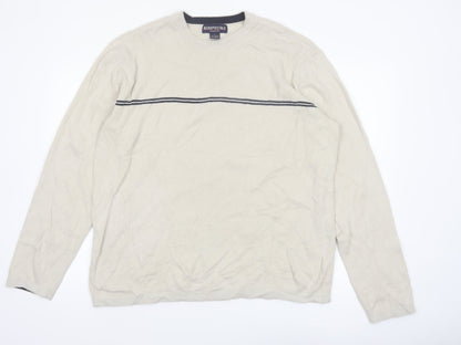 Aeropostale Men's Beige Crew Neck Pullover Jumper Size L Acrylic Knit