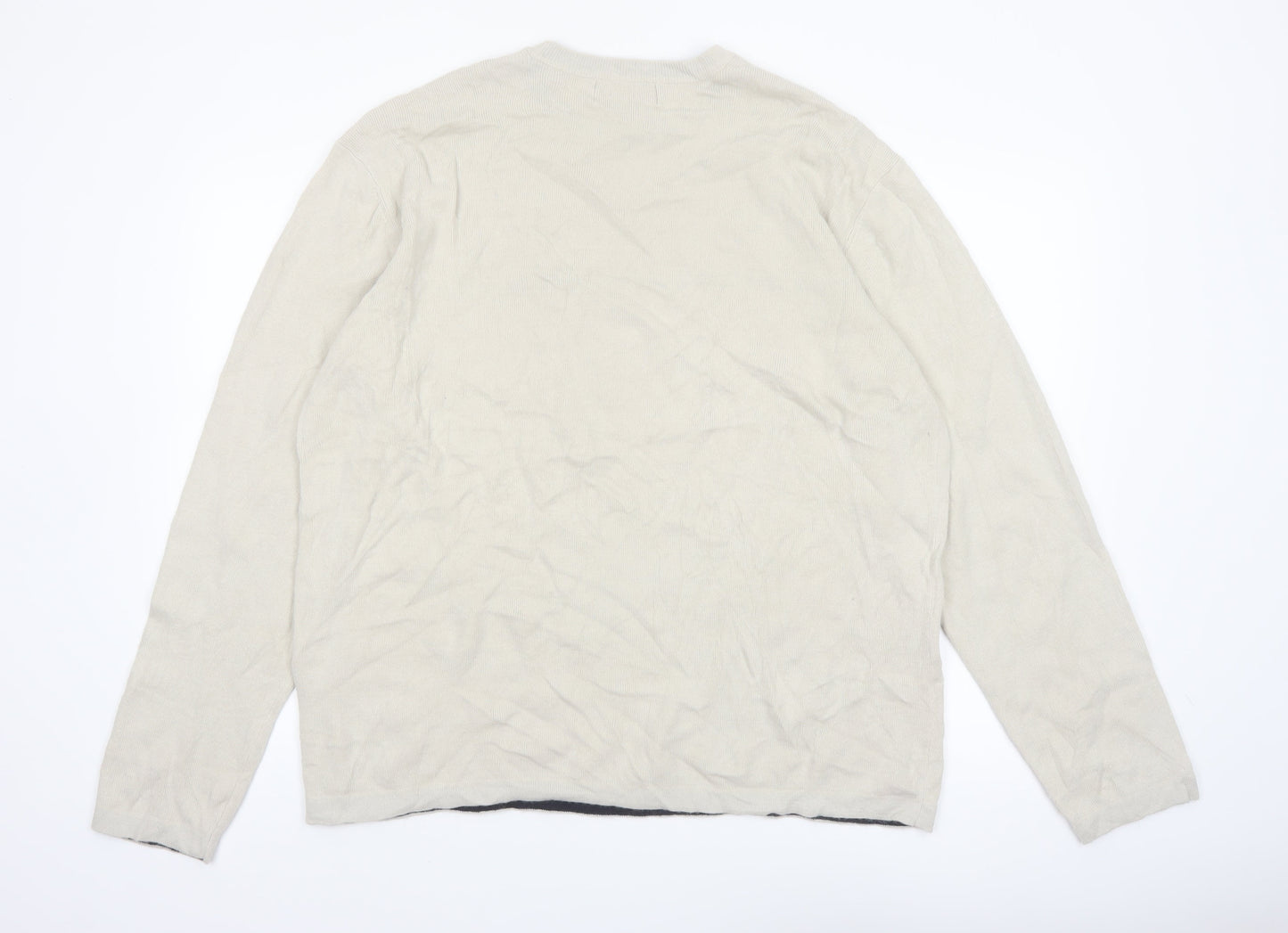 Aeropostale Men's Beige Crew Neck Pullover Jumper Size L Acrylic Knit