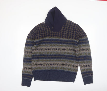 Tommy Hilfiger Men's Blue Fair Isle Wool Pullover Jumper M