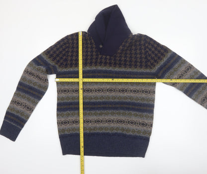 Tommy Hilfiger Men's Blue Fair Isle Wool Pullover Jumper M