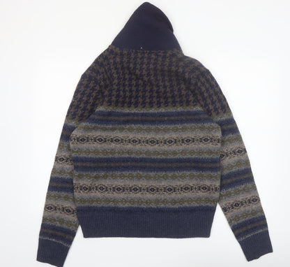 Tommy Hilfiger Men's Blue Fair Isle Wool Pullover Jumper M