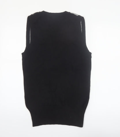 Casa Blanca Men's Black Argyle V-Neck Cotton Knit Vest L