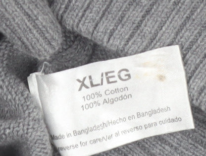 Eddie Bauer Men's Grey XL Half Zip Cotton Jumper High Neck Knit