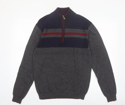 Roundtree & Yorke Men's Grey 1/2 Zip Knit Jumper Size M