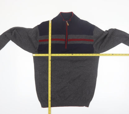 Roundtree & Yorke Men's Grey 1/2 Zip Knit Jumper Size M