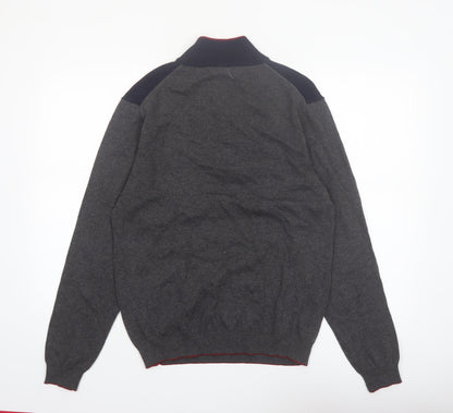 Roundtree & Yorke Men's Grey 1/2 Zip Knit Jumper Size M