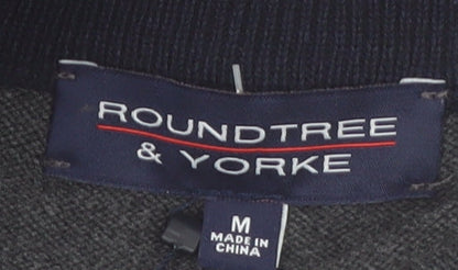 Roundtree & Yorke Men's Grey 1/2 Zip Knit Jumper Size M