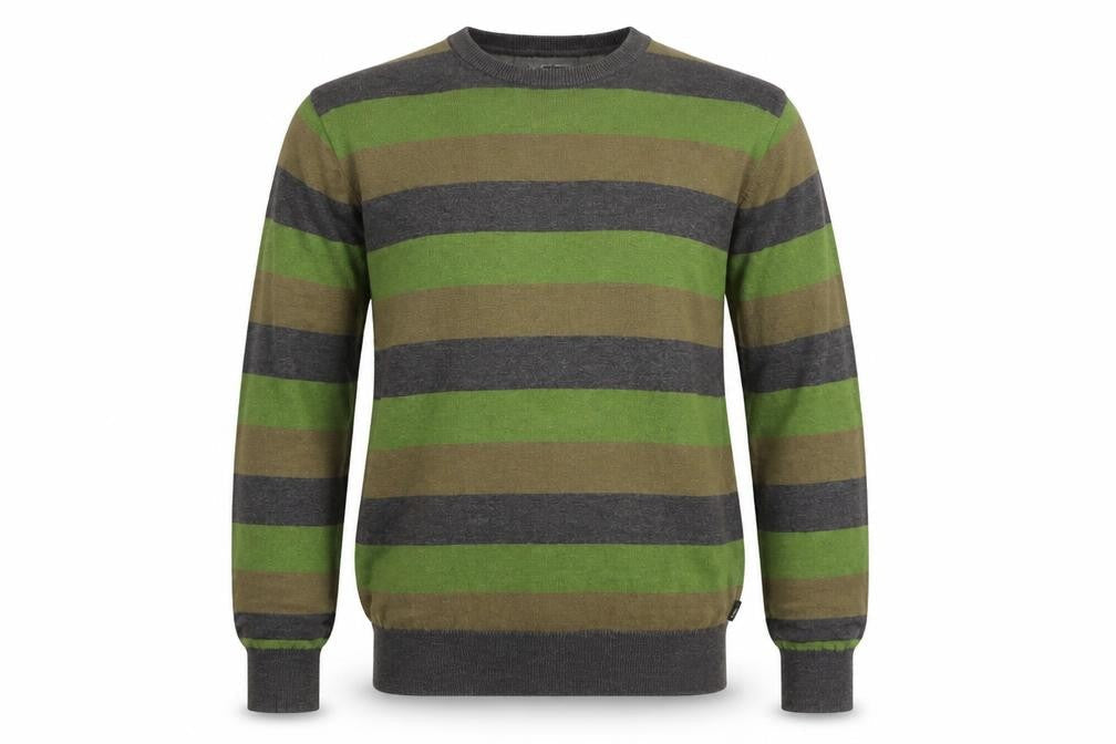Empyre Men's Grey Green Brown Striped Cotton Pullover Jumper Size S