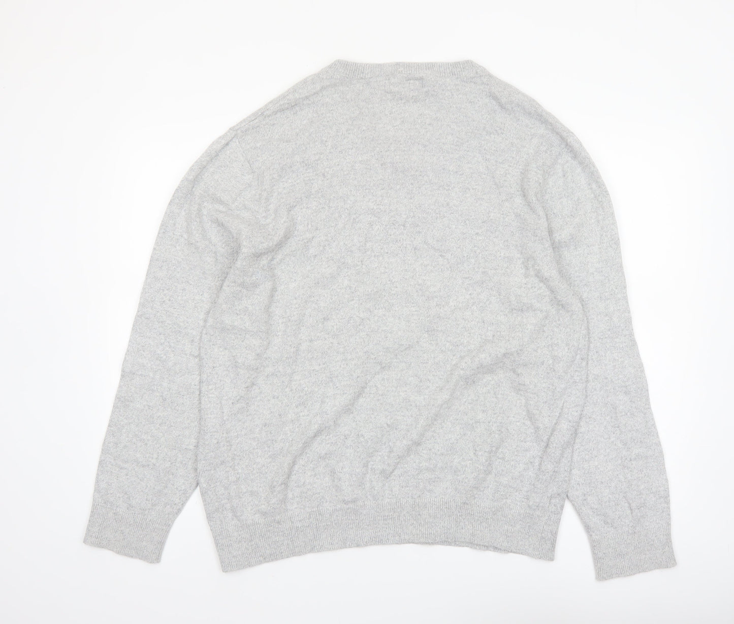 Nautica Mens Grey Cotton V-Neck Knit Jumper Size L